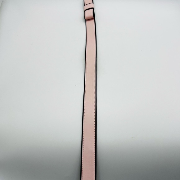 Kate Spade Light Pink and Black Leather Belt with Modern Bow Buckle Size Large - Picture 8 of 10